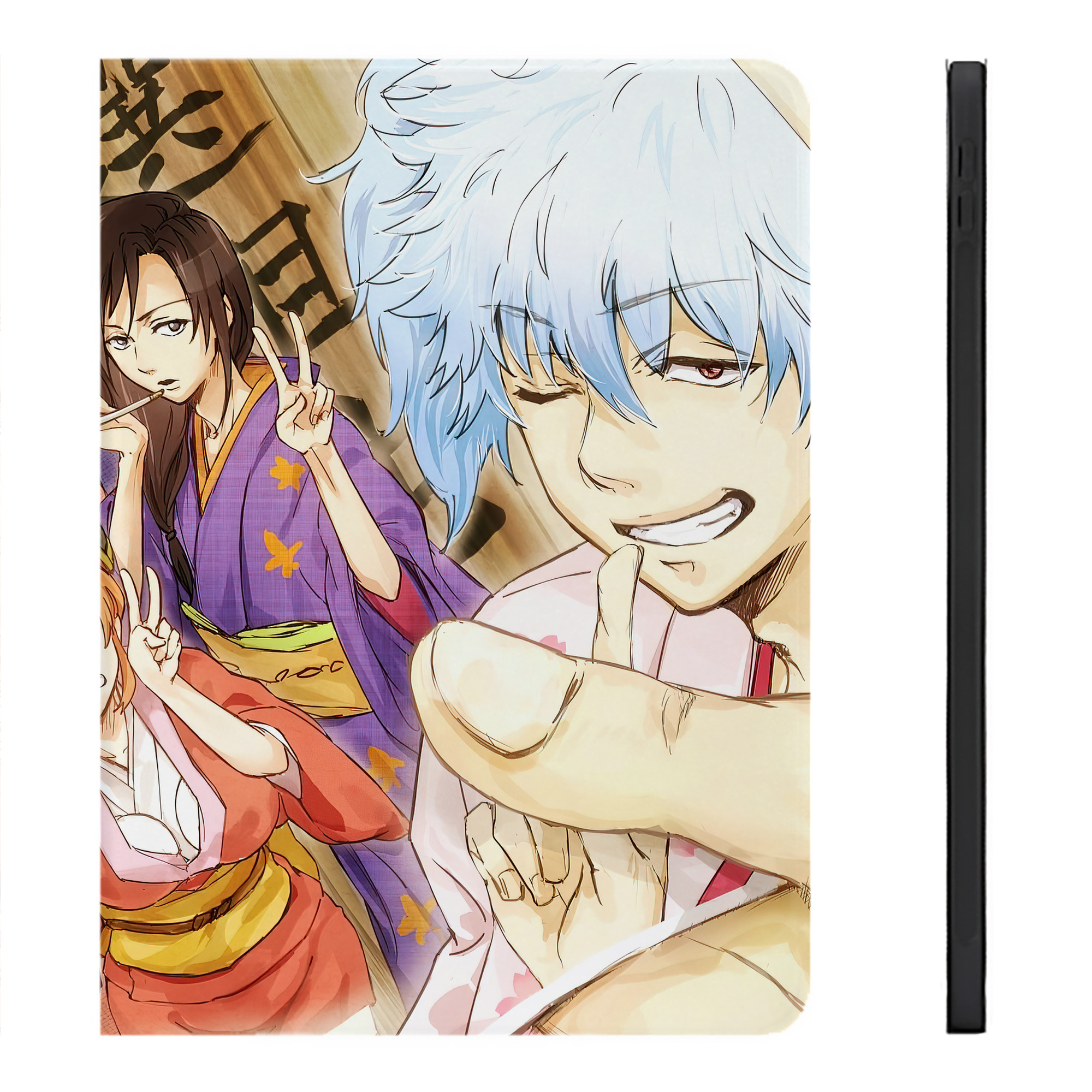 （画像用） ぎんたま 坂田銀時（さかたぎんとき） 神楽 志村新八（しむら しんぱち） GINTAMA Sakata Gintoki Kagura Shimura Shinpachi IPadケース ペンホルダー付き ブックスタイルデザイン